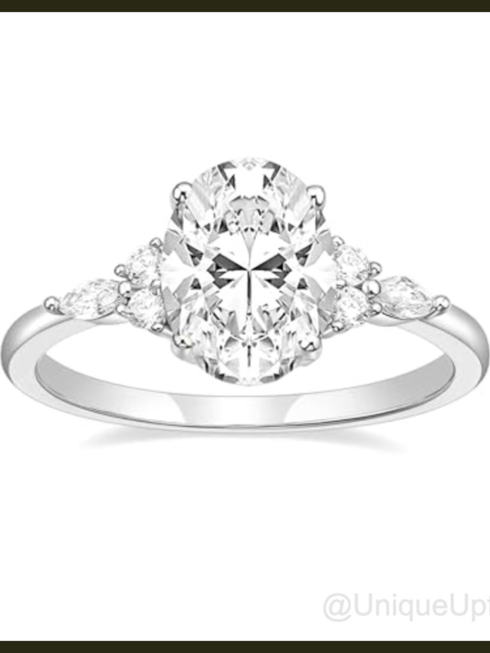 3CT Oval Cubic Zirconia Engagement Ring Set with Marquise & Round CZ Wedding